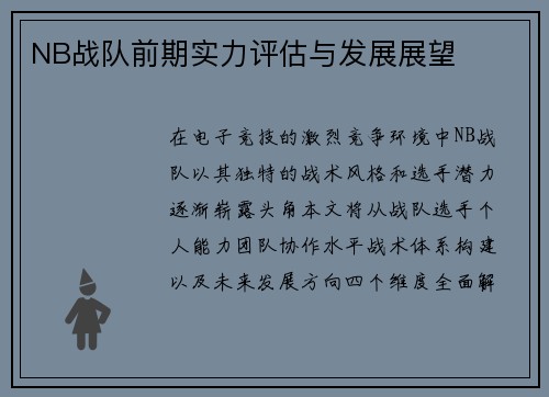 NB战队前期实力评估与发展展望
