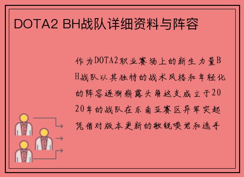 DOTA2 BH战队详细资料与阵容